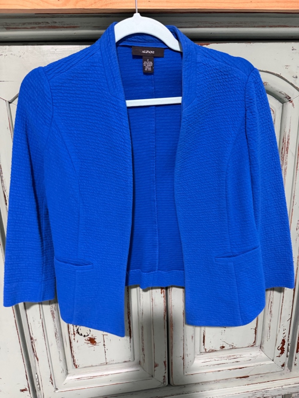 Alfani Cobalt Open-Front Textured Blazer